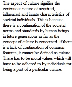 Assignment Paper on The Characteristics of Culture (Culture and Society)